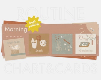 Boho Kids Routine Cards: 240 Editable Activity Cards + 10 Charts (Digital Download)
