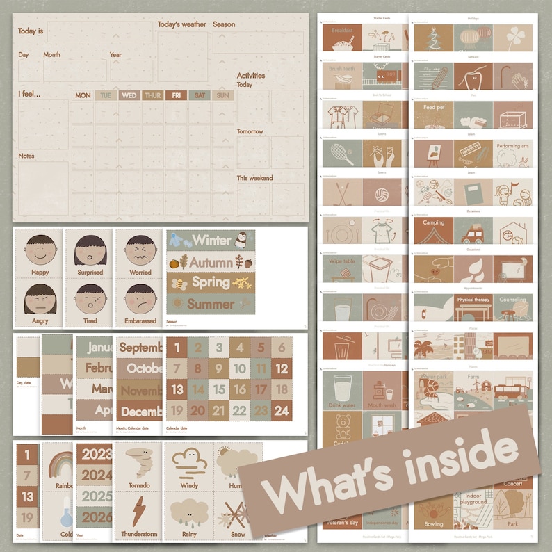 A2 Kids Calendar Printable Kids Poster Natural Style Kids Calendar ...