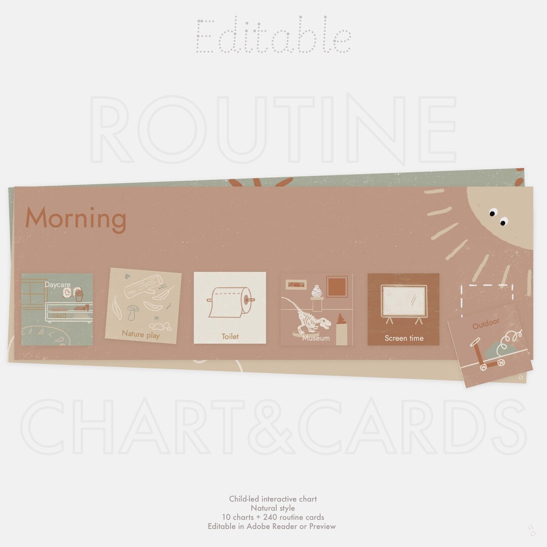 240 Natural Boho Kids Mini Routine Cards + 10 Charts Mega Pack ...