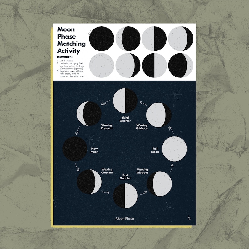 Moon Phase Matching Activity printable Montessori - Etsy