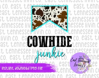 Turquoise Cowhide Junkie | PNG Download