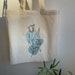 Blue/light blue boho floral print tote bag 