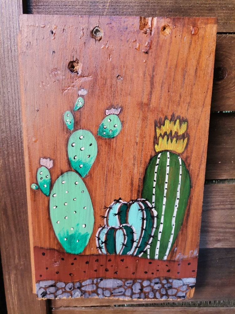 Wooden board painted with acrylics Etsy