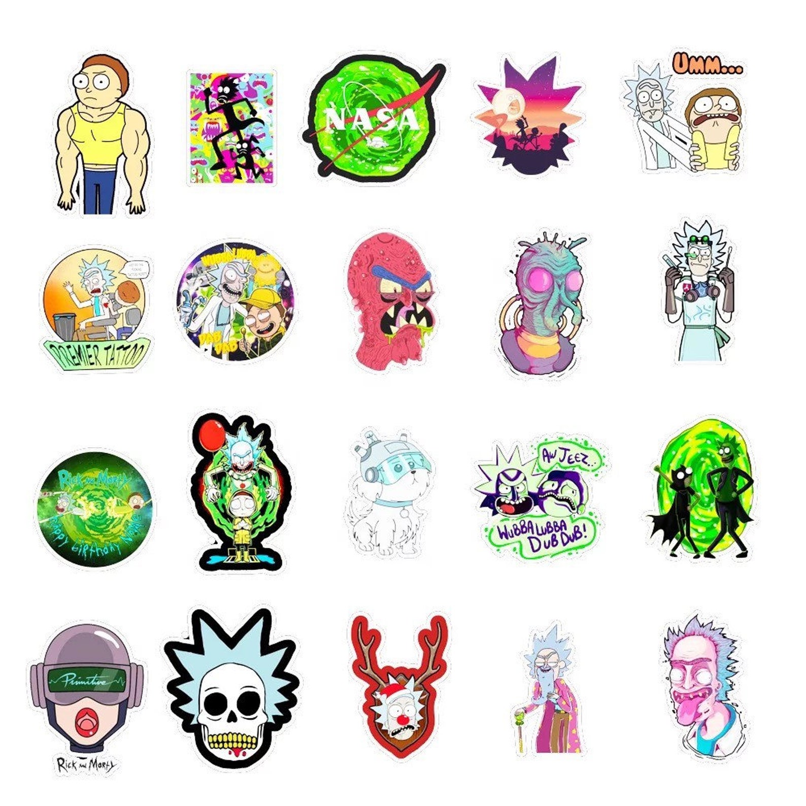 50 pcs Rick and Morty Sticker Pack Waterproof Stickers Etsy