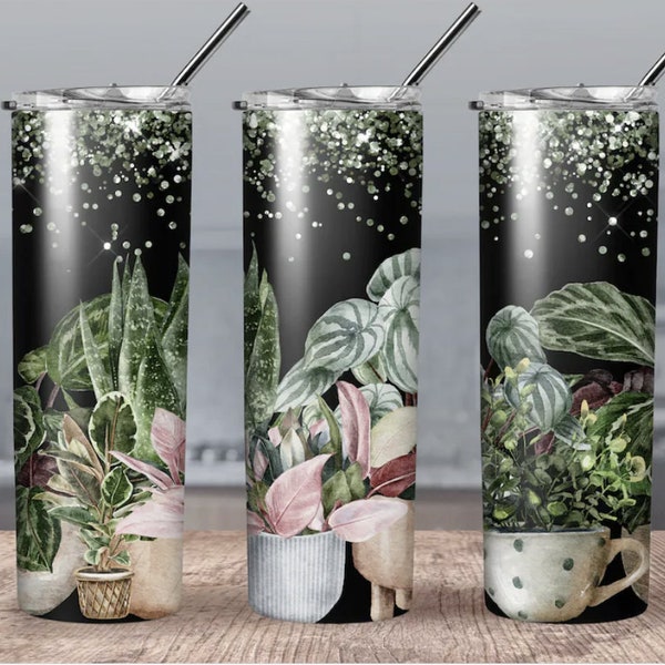 Plant tumbler/ house plant tumbler/ succulent plant tumbler 20 oz