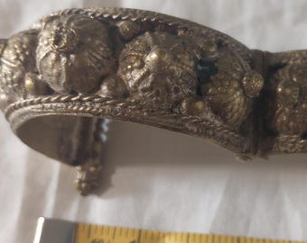Vintage Cuff Style Hinged Brass Bracelet from Nepal 1998 original owner Unique