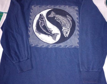 Long Sleeve navy blue Ray Troll designed Large t shirt original owner dated 1994 pre owned