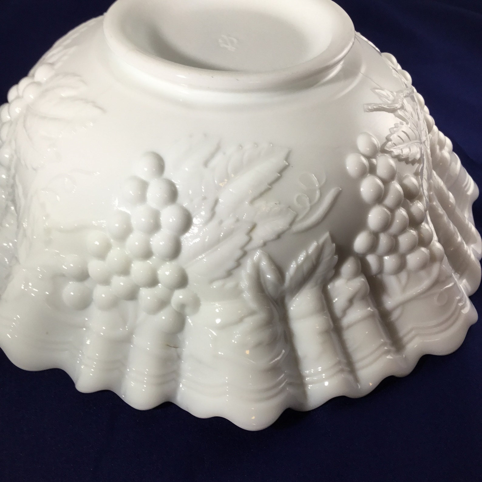 Imperial Milk glass bowl vintage grape pattern ruffled Etsy