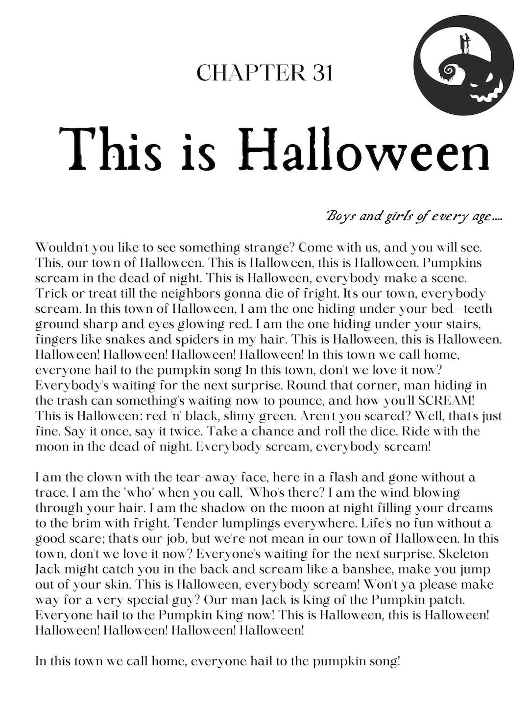 THIS IS HALLOWEEN Song Lyrics Poster Etsy