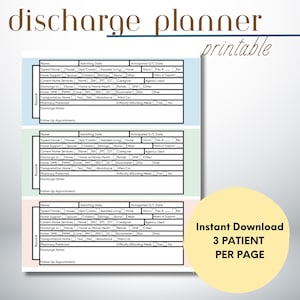 3 Patient Nurse Discharge Planner Printable