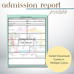 Nursing Patient Admission Information Report Sheet image 1