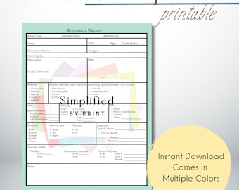 Nursing Patient Admission Information Report Sheet