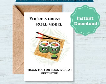 Printable Sushi Roll Model Nurse Preceptor Card