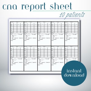 CNA/PCT 10 Patient Report Sheet