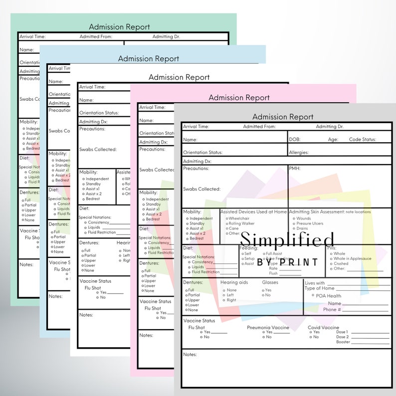Nursing Patient Admission Information Report Sheet image 2