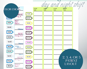 Nurse Shift Planner, Hourly Task Organizer (Digital Download)
