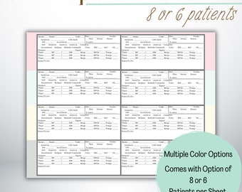 CNA . PCT. 8 or 6 Patient Vital Report Sheet.