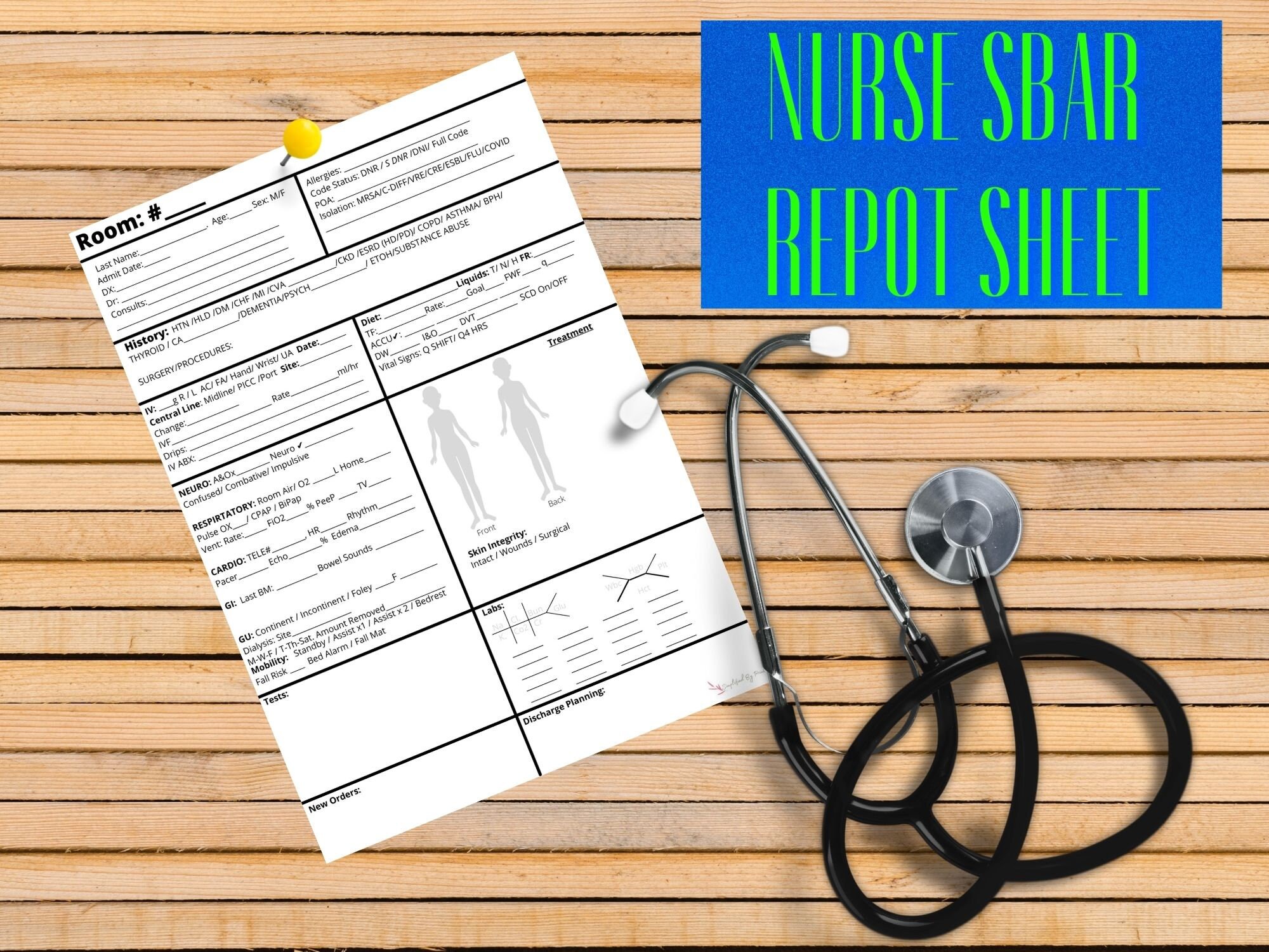Nursing SBAR Bedside Report Sheet Etsy