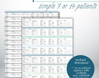 Simple CNA 7 or 14 Patient Report Sheet