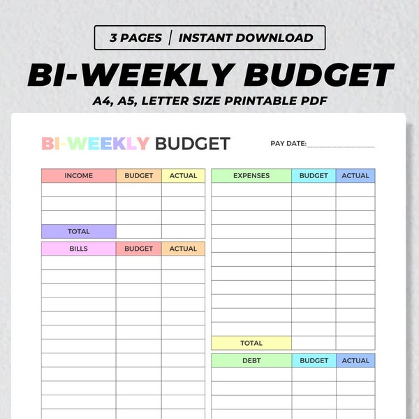 Bi Weekly Expense Tracker Printable - Etsy