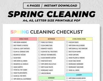 Spring Cleaning Checklist Printable, House Deep Clean Planner, Home Declutter Routine, Cleaning Schedule Tracker, Spring Clean Organizer PDF