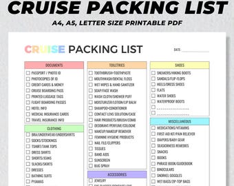 Cruise Packing List Printable, Cruise Vacation Planner, Cruise Life, Family Holiday Organizer, Travel Essentials, Cruise Packing Checklist