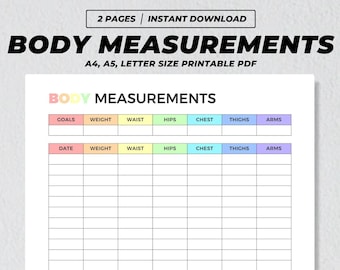 Body Measurements Printable, Weight Loss Planner, Health & Fitness Tracker, Before After Transformation, Workout Progress Journal PDF