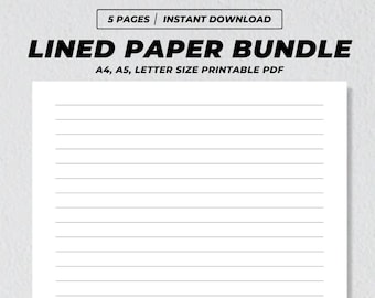 Lined Paper Printable, Wide Ruled Paper, College Ruled Paper, Digital Lined Journaling Paper, Lined Paper Bundle, Printable Notes Paper