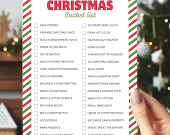 Christmas Bucket List Printable, Winter Bucket List, Xmas Activity Checklist, Family To Do List, Kids Holiday Ideas, Festive Wish List PDF