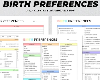 Geburtspräferenz druckbar, Geburtsplan-Checkliste, natürlicher Geburtsplan, Arbeits- und Entbindungspräferenzvorlage, neue Mutterplaner, Geburtsplan