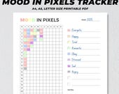 Mood In Pixels Printable, Mental Health Care, Daily Habit Tracker, Daily Mood Tracker, Wellness Planner, Emotion Mood Log, Anxiety Chart PDF