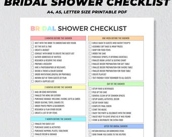 Bridal Shower Checklist Printable, Wedding Planner, Marriage Organizer, Bridal Party Timeline Schedule, Bridal Shower To Do List Planning