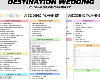 Destination Wedding Planner Printable, Wedding Checklist, Bride Groom To Do List, Marriage Organizer, Wedding Timeline Schedule, Travel Plan