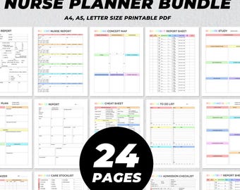 Nurse Planner Bundle Printable, SBAR Report Sheet, LTC Nurse Planner, Shift Organizer, Nursing School Notes, Nurse Brain Sheet, Hospice Care