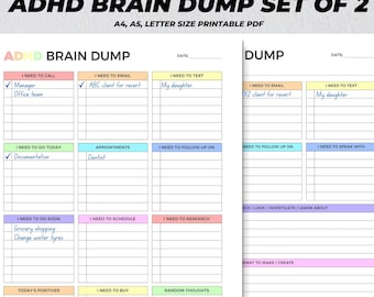 ADHD Brain Dump Printable, ADHD Planner, Daily To Do List, Productivity Tracker, Office Work Organizer, Task Reminder, Priority Matrix Plan