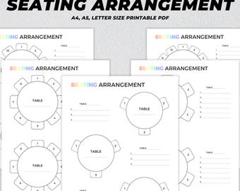 Wedding Table Seating Chart Printable, Round Table Seat Planner, Event Seating Arrangement, Marriage Organizer, Reception Head Table Plans