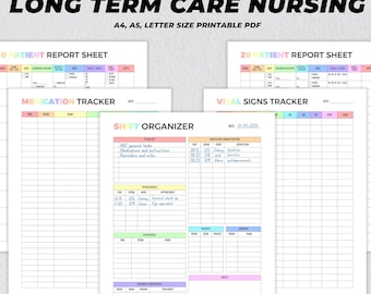 Long Term Care Report Printable, Nurse Reports Bundle, LTC Nurse Planner, Nursing Shift Organizer, 10 & 20 Patient Report, Nurse Brain Sheet