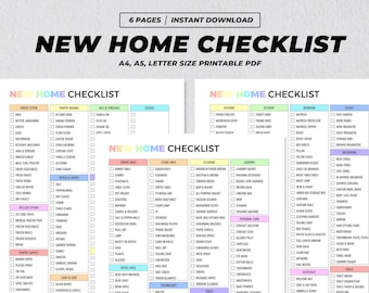 New Home Essentials Checklist Printable, First House Planner, First Apartment Organizer, Home Moving Tracker, Household Items List PDF