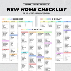 Puede incluir: Una lista de verificación imprimible para nuevos propietarios con seis páginas. La lista de verificación está dividida en categorías como cocina, dormitorio, baño, lavandería y más. Cada categoría tiene una lista de artículos para marcar, como electrodomésticos, muebles y suministros. La lista de verificación está diseñada para ayudar a los nuevos propietarios a organizarse y asegurarse de que tienen todo lo que necesitan para su nuevo hogar.