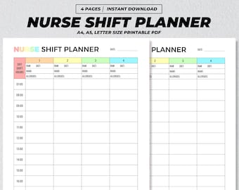 Nurse Shift Planner Printable, Nursing Hourly Tracker, Day & Night Shift Record, Nurse To Do List, 4 Patient Organizer Template A4 A5 US PDF