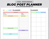 Blog Post Planner Printable, Blogger Checklist Tracker, Social Media Schedule, Blogging Organizer, Content Creator Strategy, Content Planner
