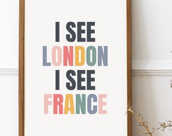 London France Wall Art Printable, Cheeky Toilet Sarcasm, Colorful Typography, Funny Bathroom Poster, Washroom Humor, Guest Powder Room Decor