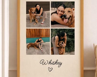 Personalised Pet Photo Print, Custom Photo Collage Print, Pet Portrait Poster, Custom Dog Cat Gift, Dog Mom Gift, Birthday Gift Pet Memorial