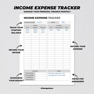Income Expense Business Tracker Printable, Small Business Finance ...