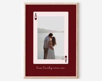 Custom Playing Card Photo Printable Wall Art, Personalised Photo Print, Boyfriend Gift, Girlfriend Gift, Couple Photo Poster, Wedding Gifts