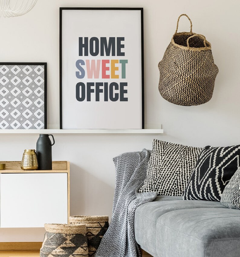 Home Sweet Office Printable Wall Art Colorful Home Office - Etsy