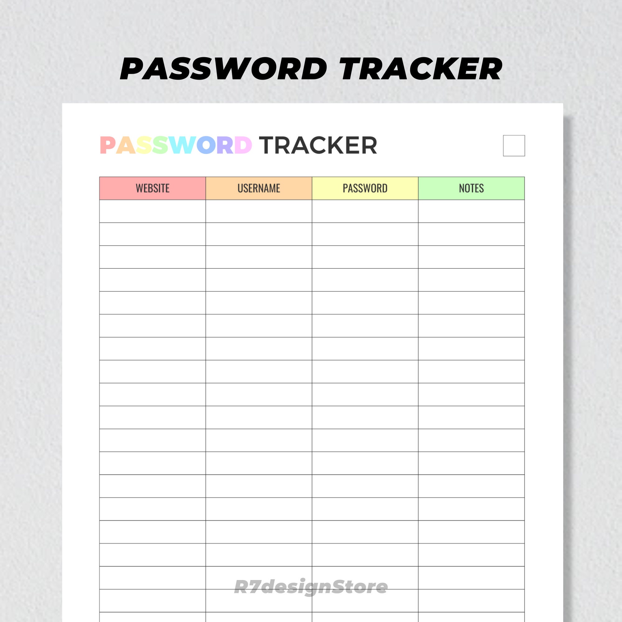 Password Tracker Printable, Password Organizer, Password Planner List ...