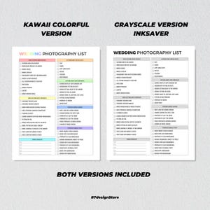 Wedding Photography Checklist Printable, Wedding Planner, Bride Groom ...