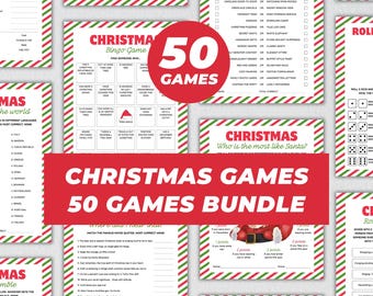 50 Christmas Games Bundle Printable, Family Games Night, Festive Trivia Quiz, Office Icebreaker Activity, Party Group Games, Holiday Games