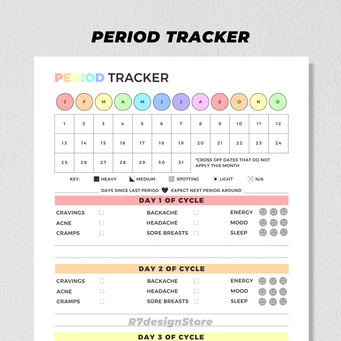 Buy Period Tracker Printable, Menstrual Cycle Planner, PMS Symptom Tracking Template, Women Teen ...